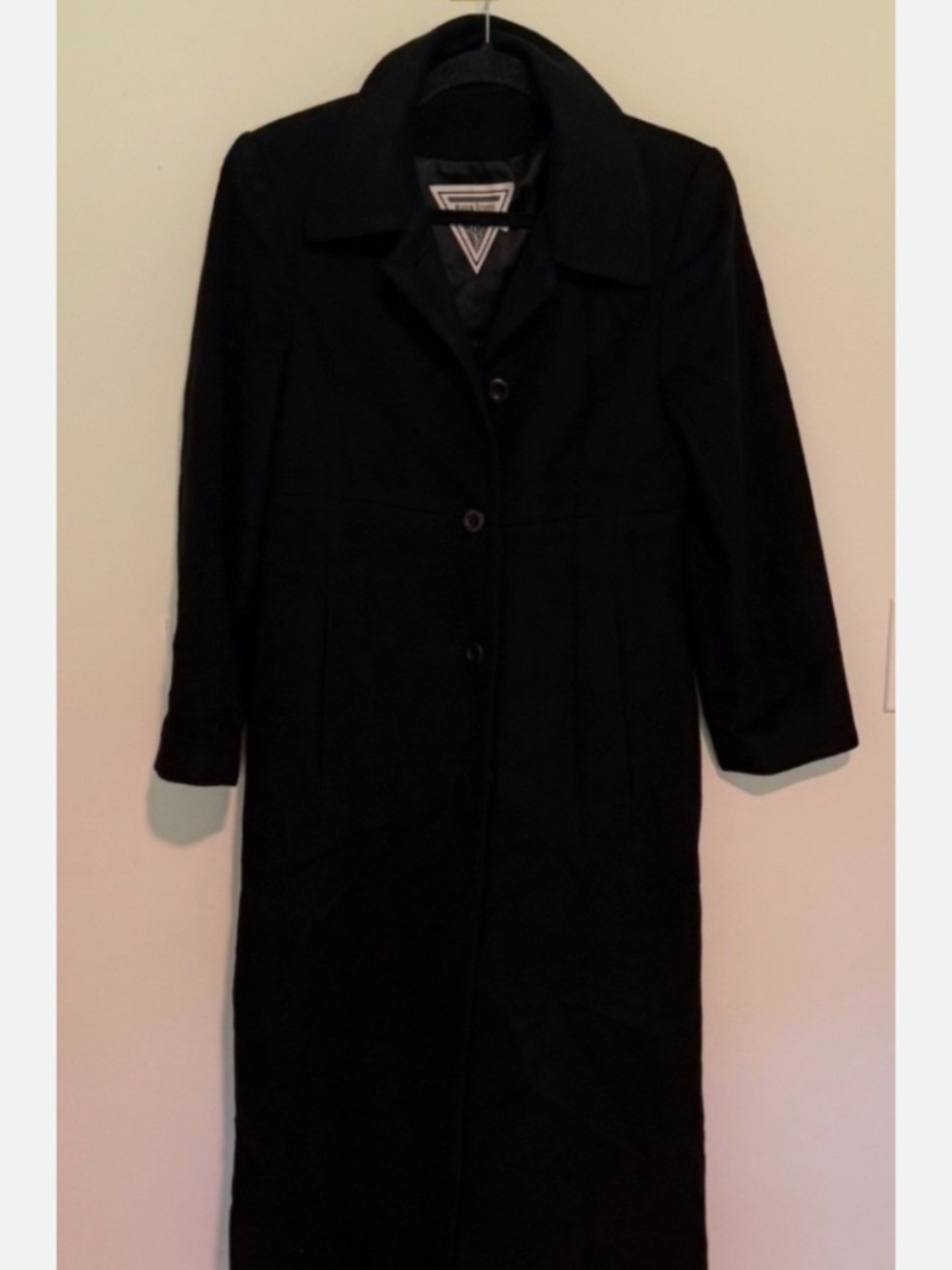 Vintage Marvin Richards Black Wool Cashmere Maxi Coat - Size 8 (Fits Small)
